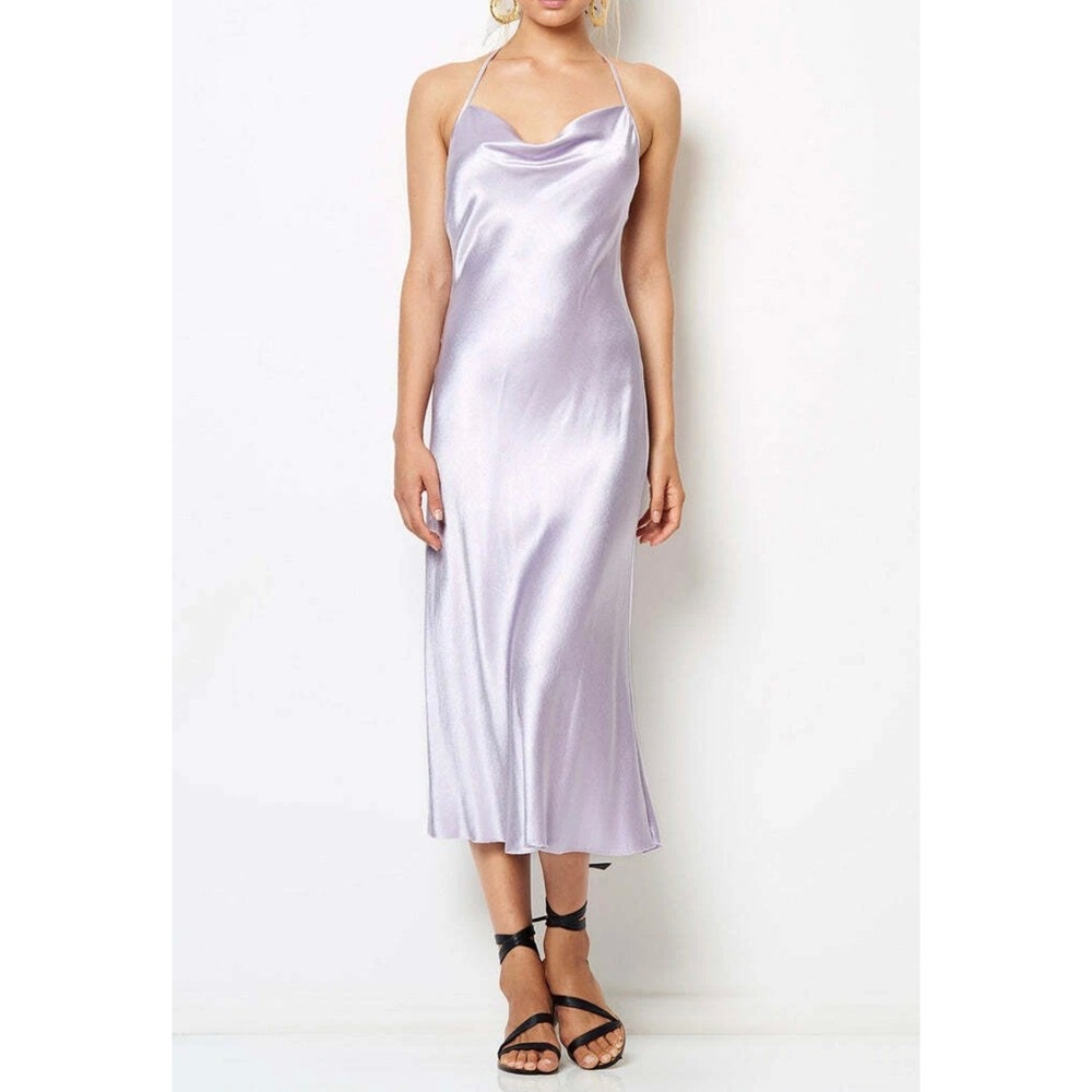 Bec & Bridge Disco Dancer Midi Dress Purple Cowl Neck T-Back Size 2